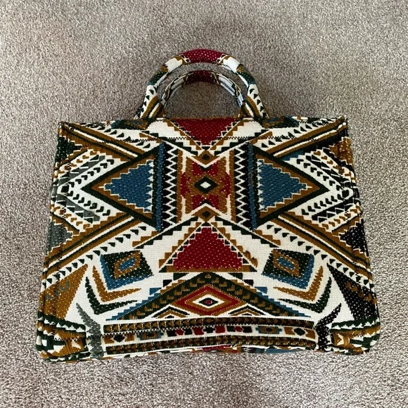 Zara fabric multi color tote with strap - Main Image